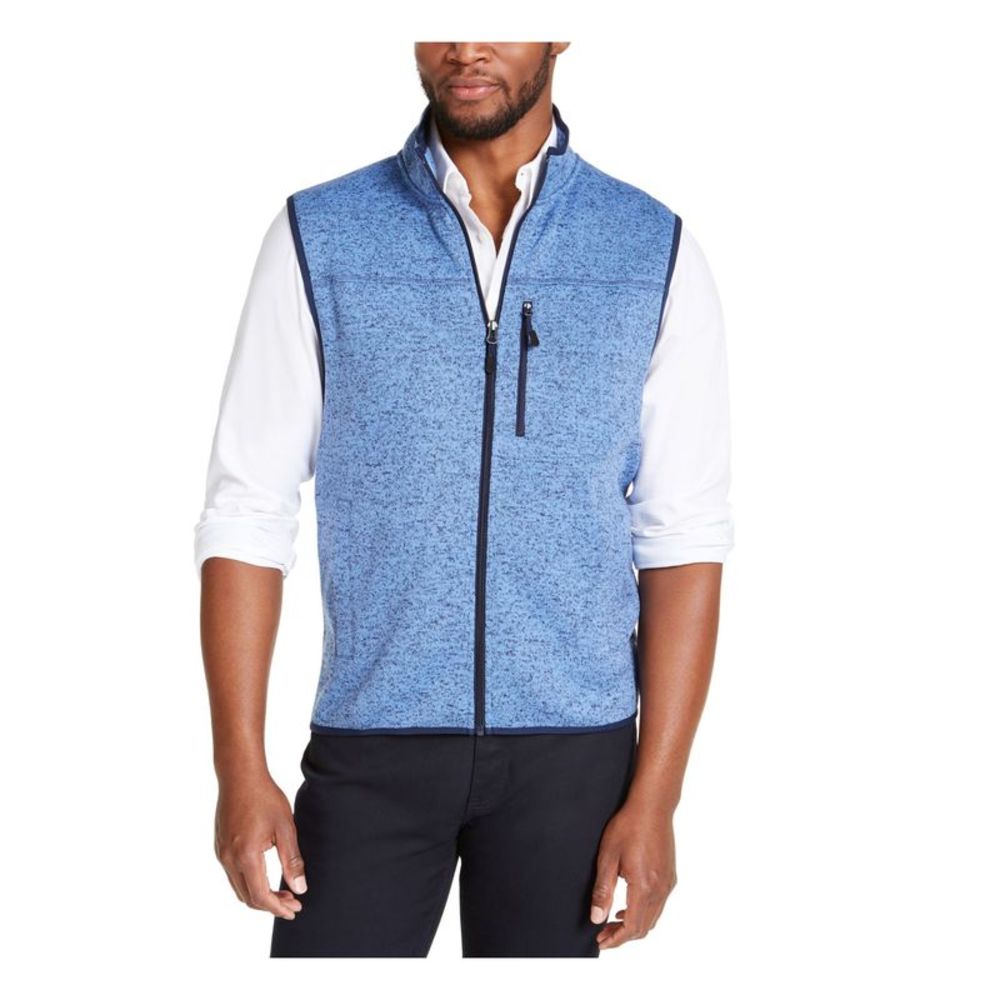 CLUBROOM Mens Blue Speckle Fleece Vest Jacket XL
